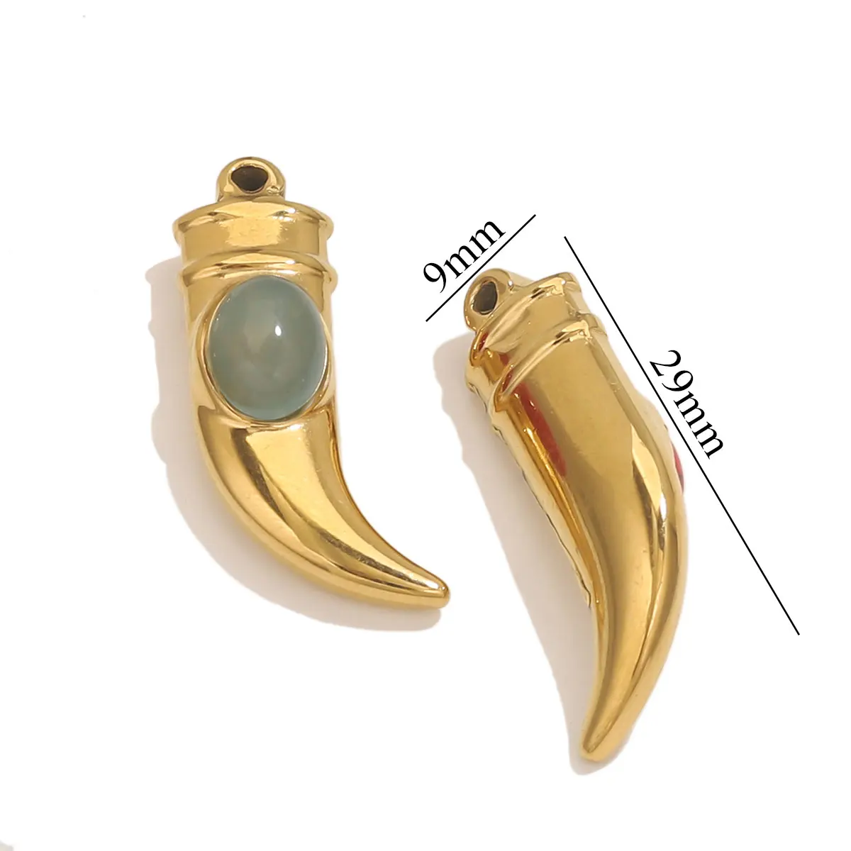 3pcs Stainless Steel Upright Pepper Oval Natural Stone Pendant Personalized Women's DIY Necklace Earrings Jewelry Accessories