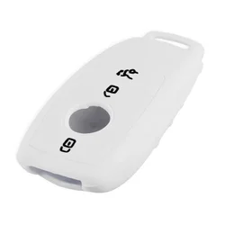 Premium Silicone Key Fob Cover with 3 Buttons (White)