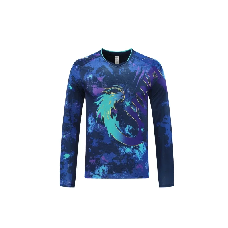 China Dragon Long Sleeve Table Tennis Shirt Red Blue Chinese Team Badminton Jersey For Men Women Can Print Team Name