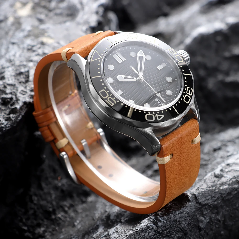 Vintage Brown & Black Handmade Cowhide Leather Watch Strap with Quick Release