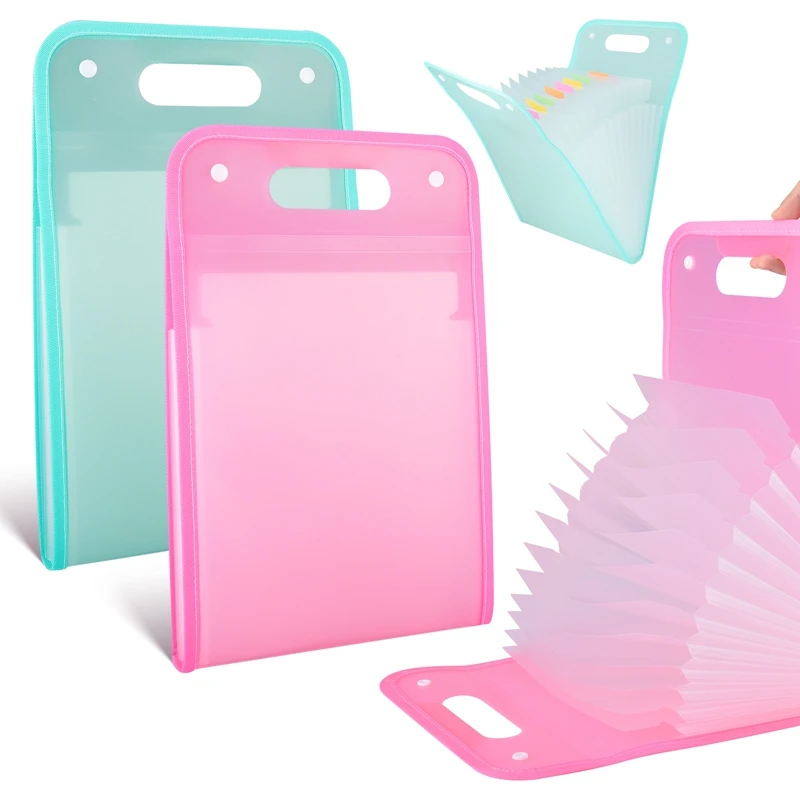 

Portable Semi Transparent PP Expanding File Folder Organ Bag Large Capacity School Office Bill Data Storage Organizer Pouches