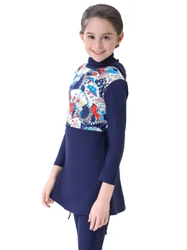 Hijab Islamic Swimsuit for Kids Swimwear Children's Modest Swim Wear Long Sleeve Plus Size Girls Burkini 2 Piece Swimming Suit