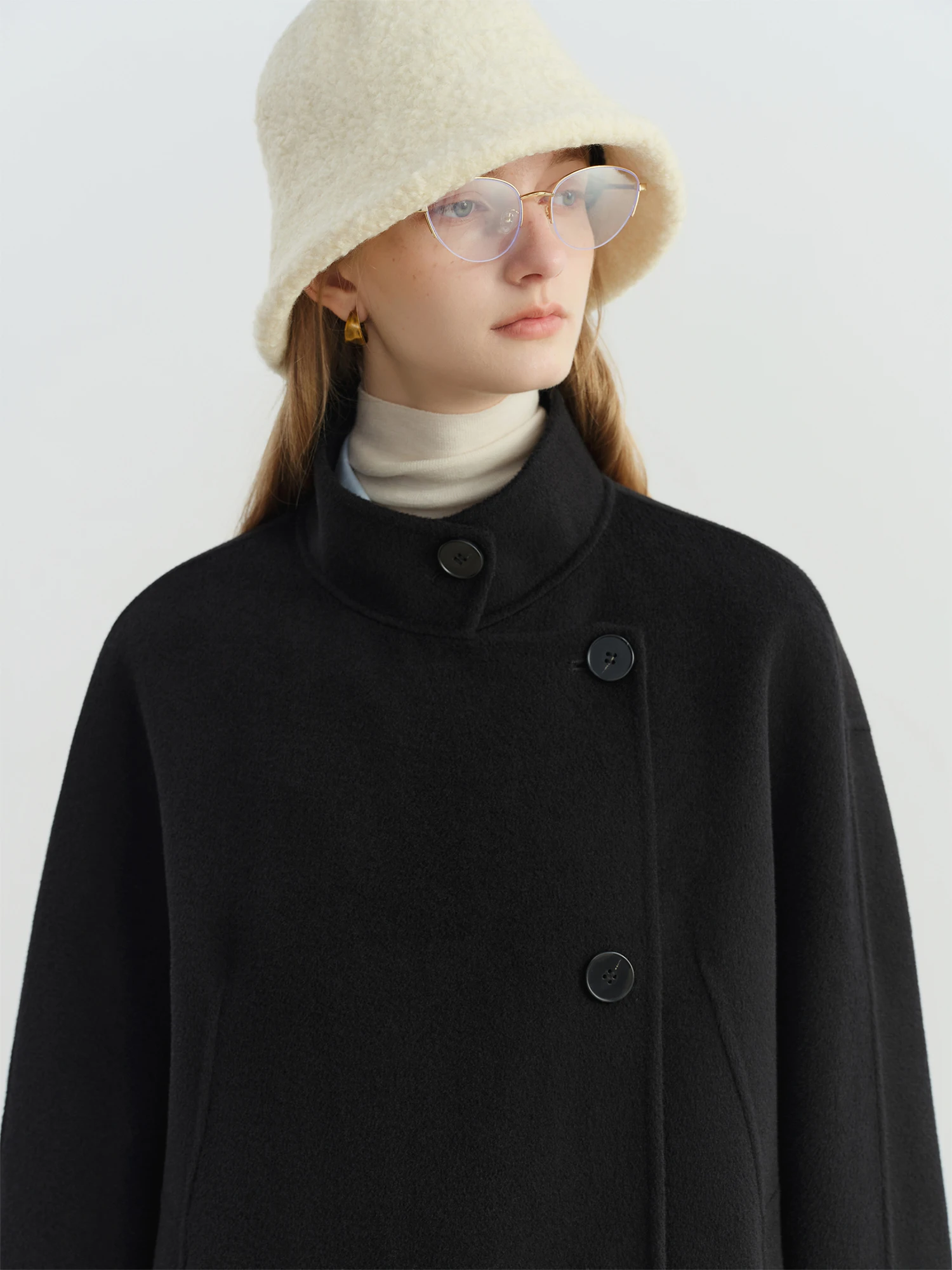 ZIQIAO Wool Solid Color Temperament Plain Warm Fisherman Hat Female 2025 Winter New Style Face Small Basin Hat Ins All-match