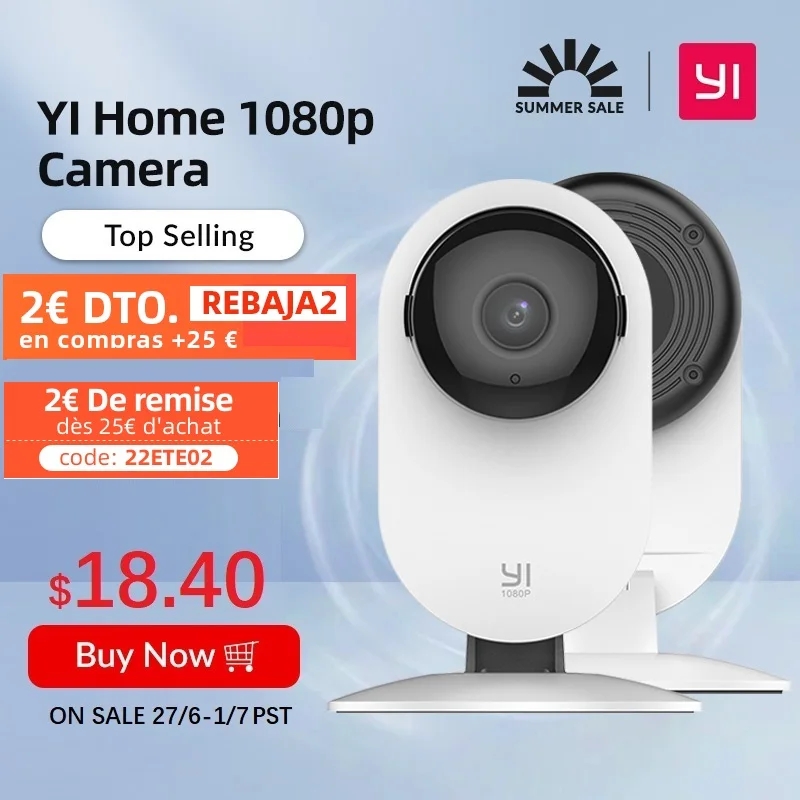 YI Home Camera 1080P HD AI Based Smart Home Camera Security Wireless IP Cam Night Vision Office EU Version Android YI Cloud 1