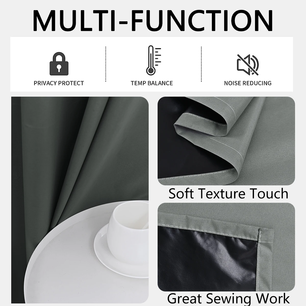 1pc Solid 100% Blackout Curtains with Grommets, Total Privacy Drapes for Bedroom, Beautiful Curtains for Living Room 4