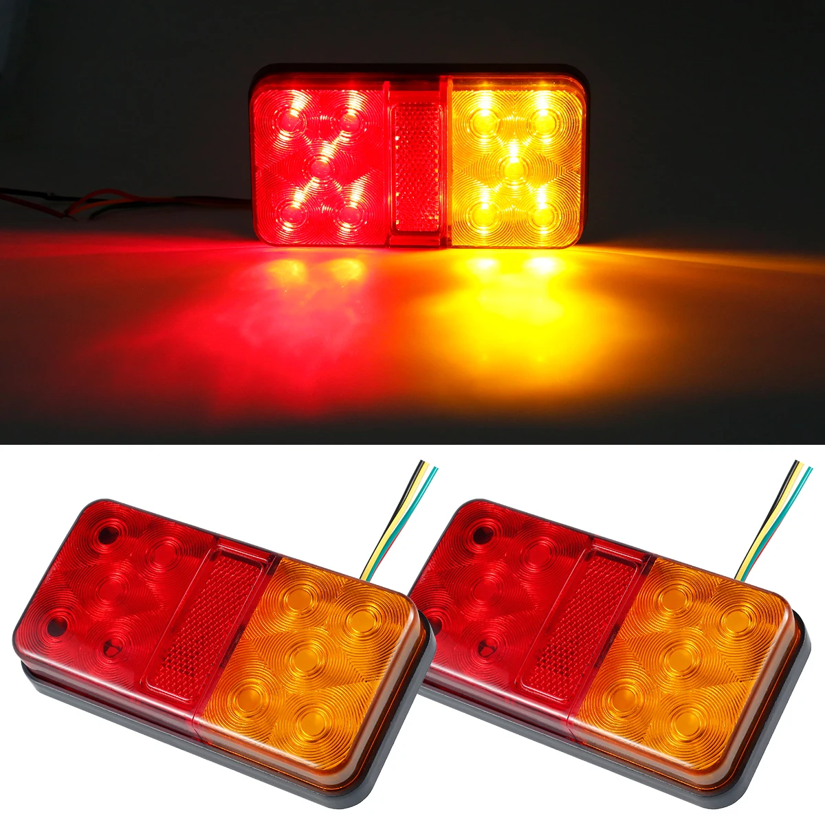 Waterproof LED Trailer Tail Lights 12V Rear Stop Brake Turn Lights