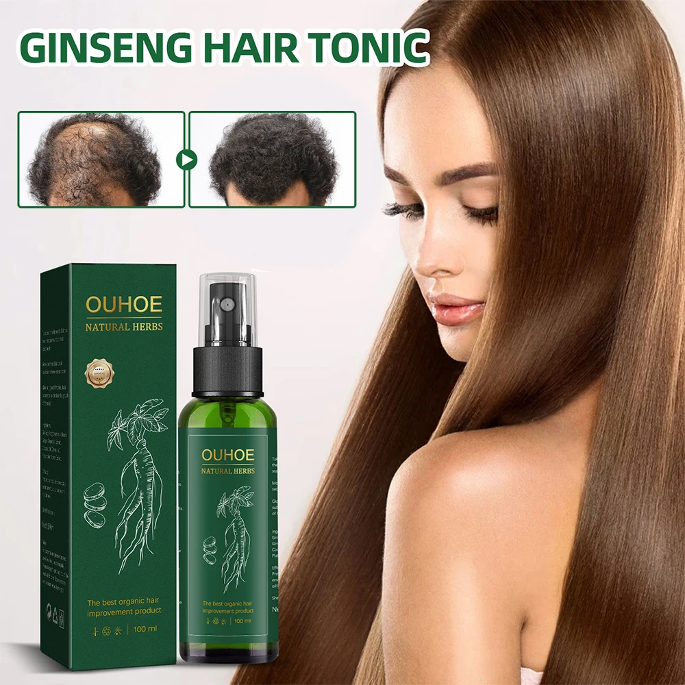 100ml Ginseng hair growth serum for men women nourishes scalp strengthen root repair damaged hair herbal regrowth spray hair growth serum hair growth spray