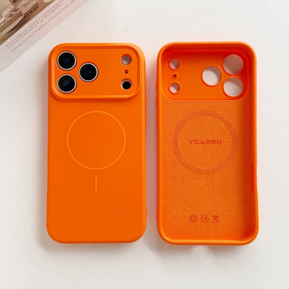 Soft Liquid Silicone Magnetic Phone Case with Shockproof Lens Protection and Magsafe Compatibility