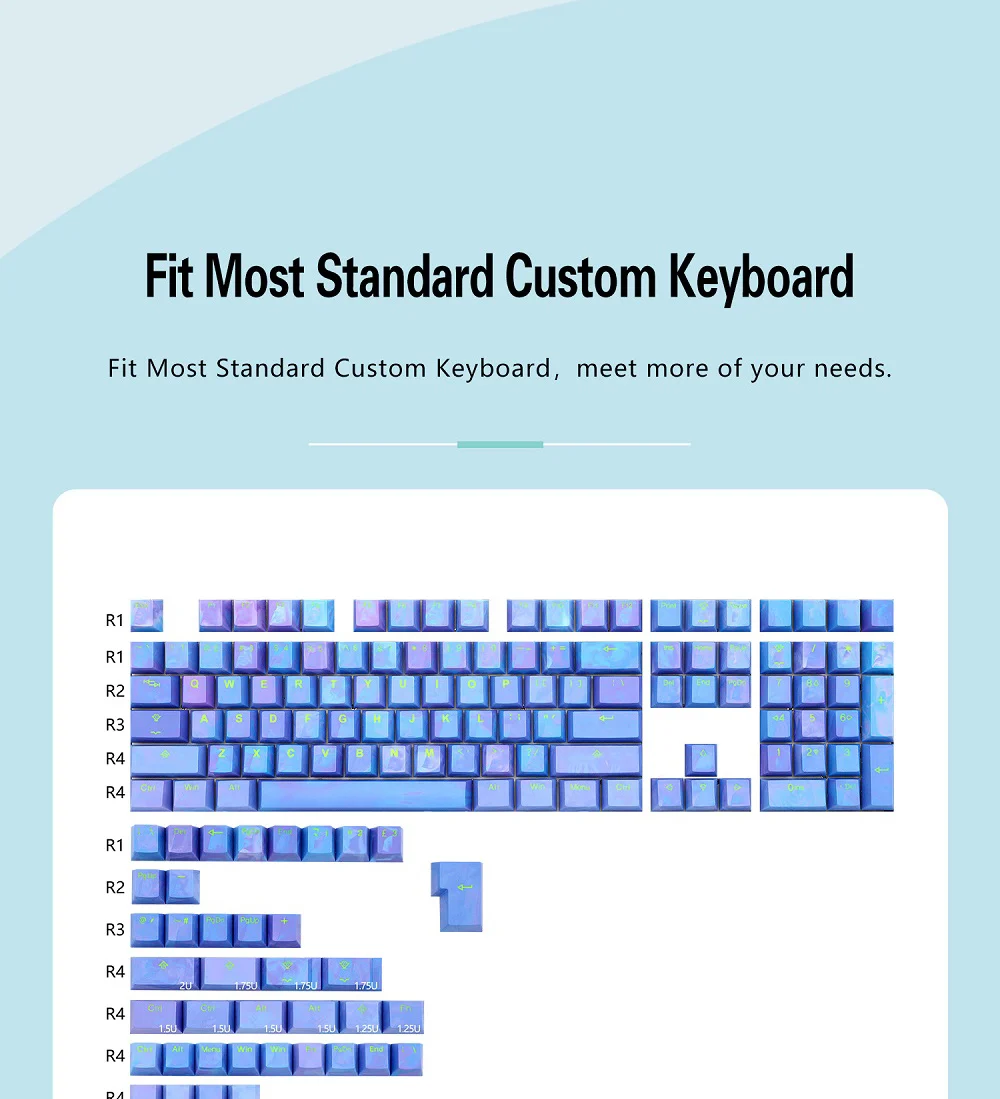 perfil cúbico do oem para roxo azul taihao avatar keycaps doubleshot para teclado mecânico do jogo de diy