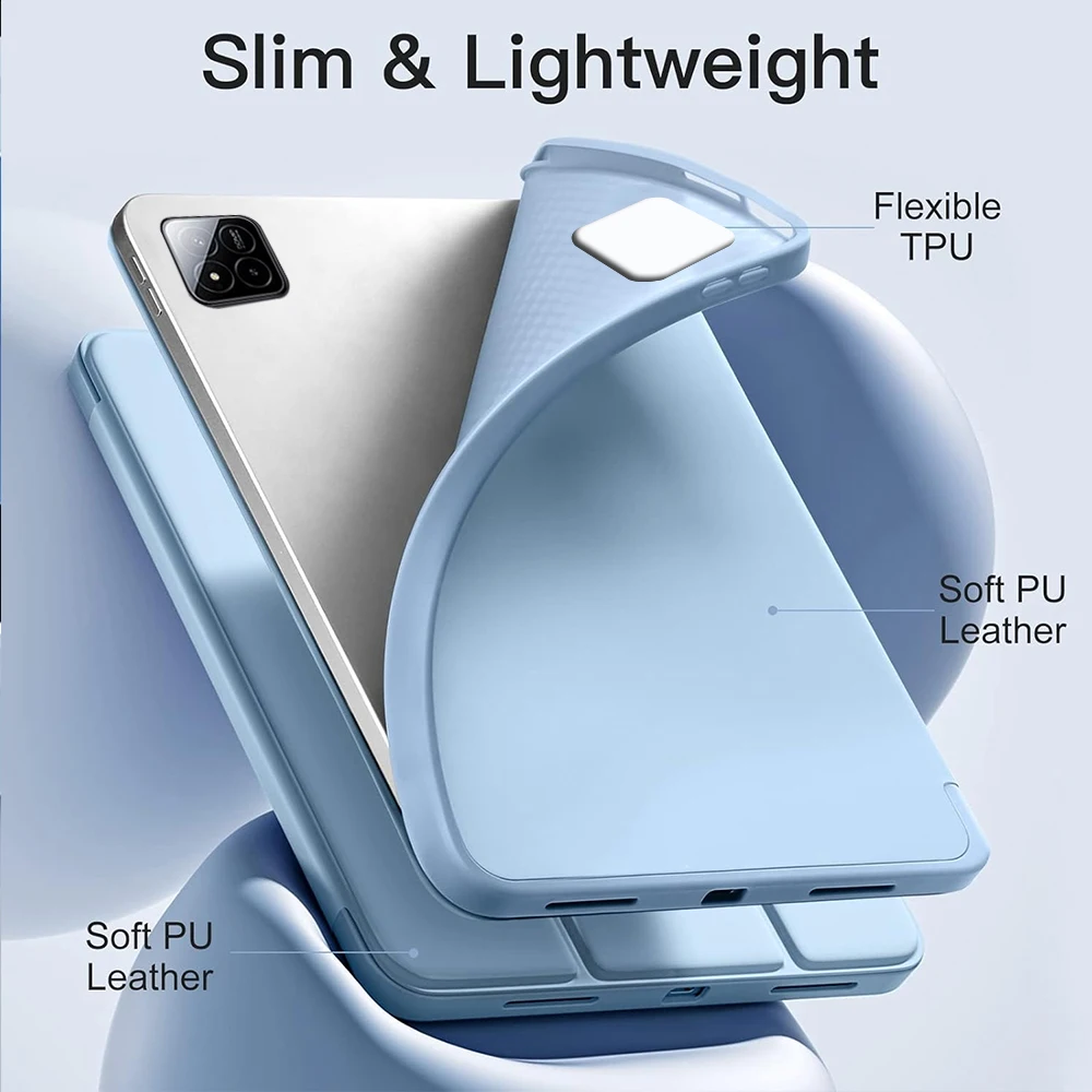 Trifold Stand Smart Cover with Pencil Holder and Soft TPU Back, Auto Sleep/Wake