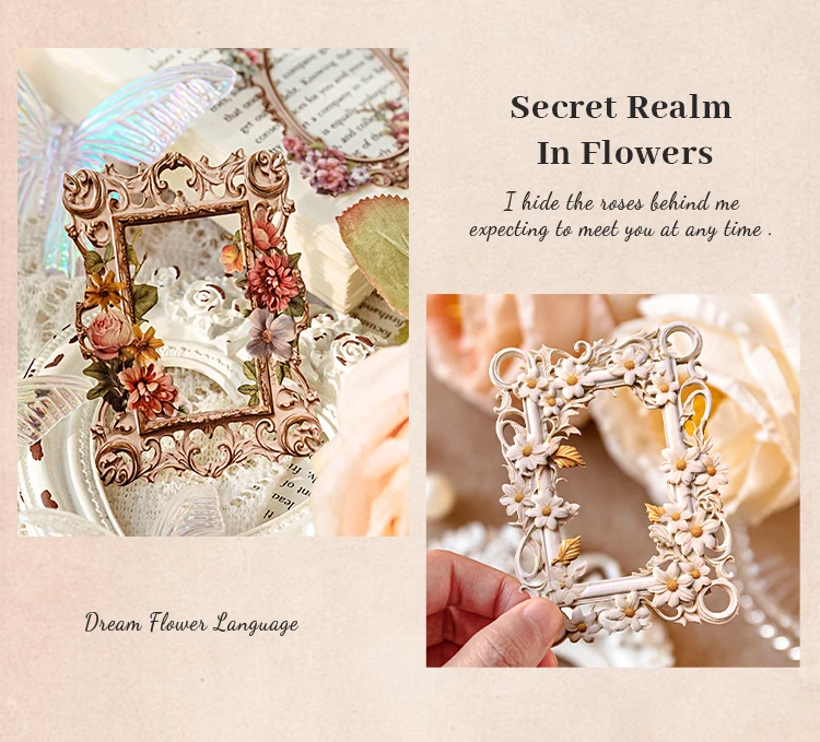 JIANQI 10pcs/pack Cutout Flowers Frame Collage Card Decor Junk Journal DIY Scrapbooking Aesthetic Stationery Craft Paper