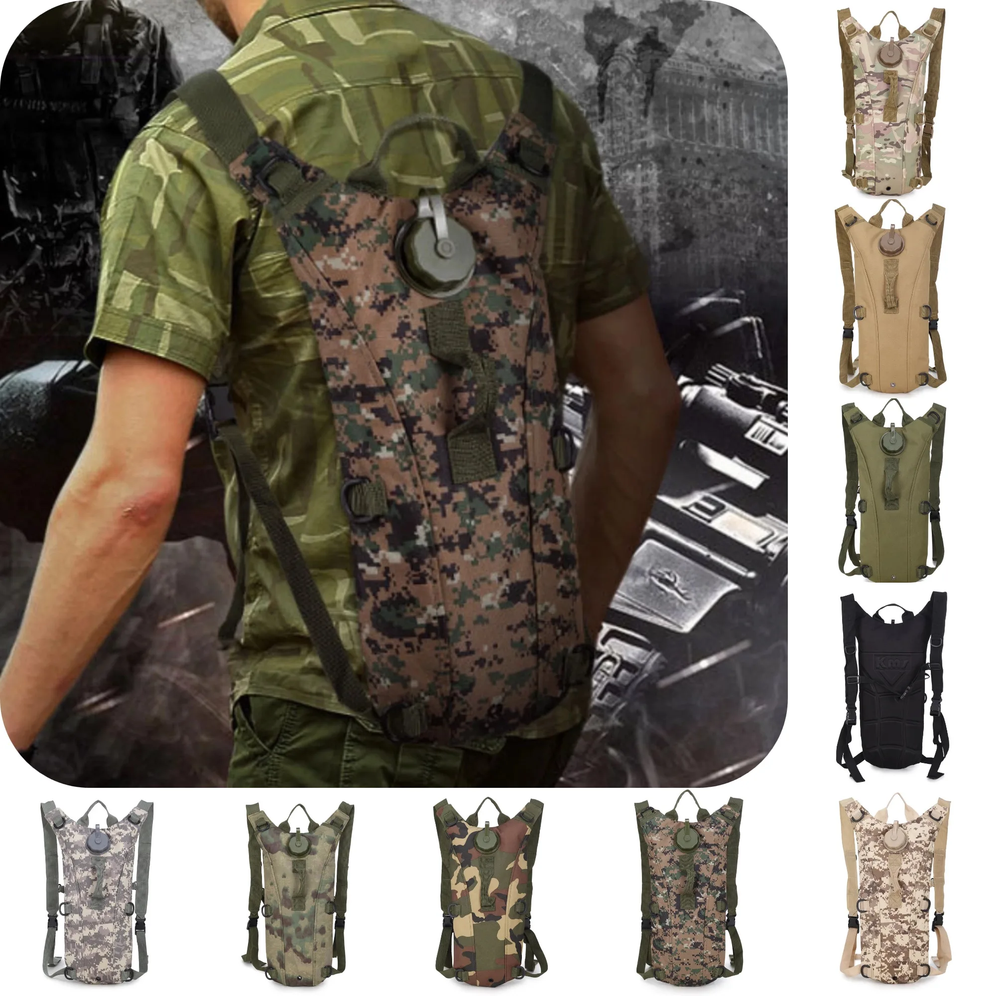 3L Tactical Hydration Pack Camo Portable Water Bag Kettles for Mountaineering, Trail Running & Expedition Gear
