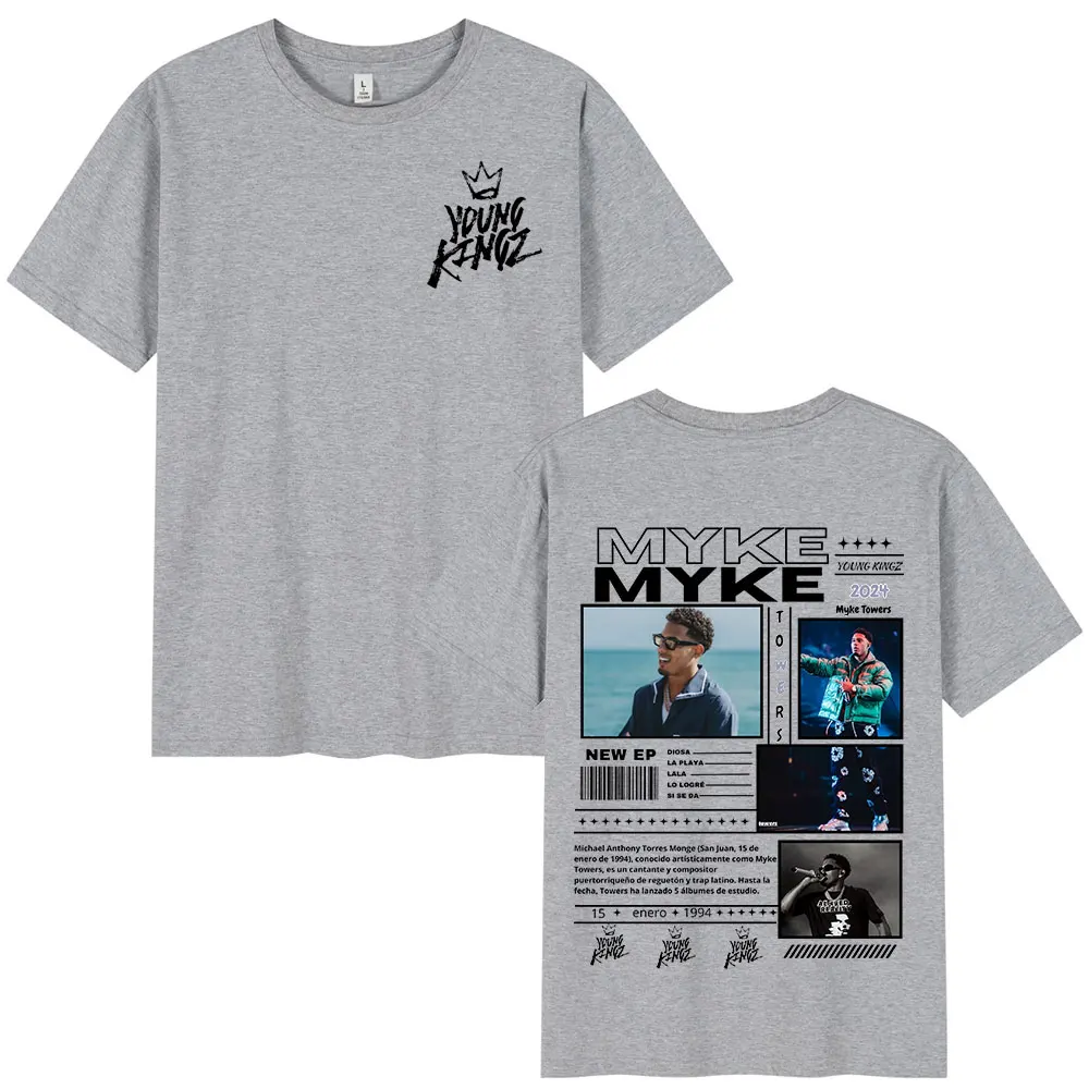 Rapper Myke Towers Graphic Print T-shirts Men Women Fashion Hip Hop Oversized O-Neck T Shirt Comfort Cotton Short Sleeve T-shirt 6