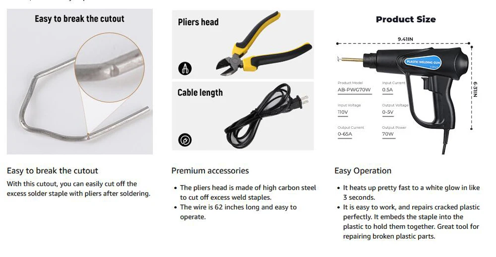 best rechargeable torch New 70W Hot Stapler PVC Plastic Welder Heat Gun welding machine plastic bumper soldering iron garage tools Car bumper Repair kit quality flashlights