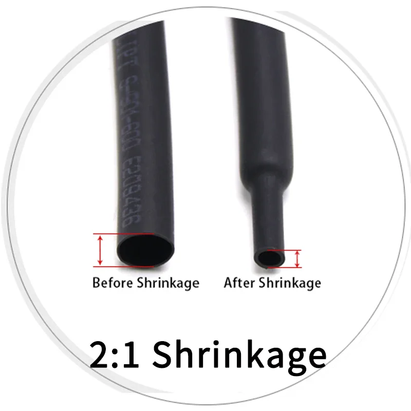 Description Picture 4 of item2M Diameter 0.6 0.8 1 1.5 2 2.5 3 3.5 4 4.5 5 5.5 6 mm Polyolefin Heat Shrink Tube 2:1 Shrink Ratio Insulated Cable Sleeve