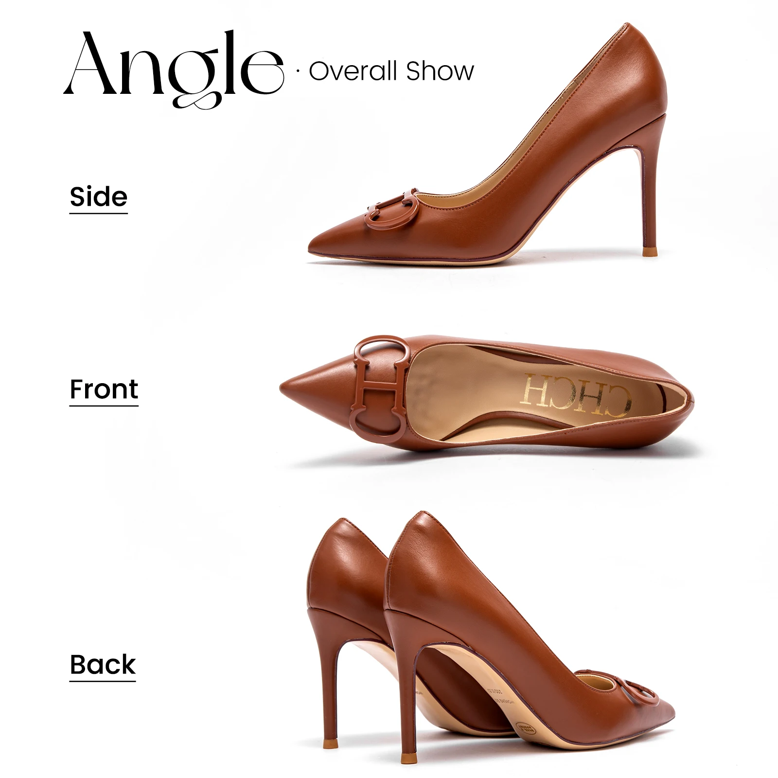 CHCH Women's High Heels New Pointed Metal Buckle Party Carnival Women's Shoes 9cm 5