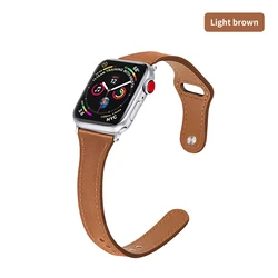 Elegant Slim Leather Strap for Apple Watch - Women's Bracelet Loop (3 light brown)