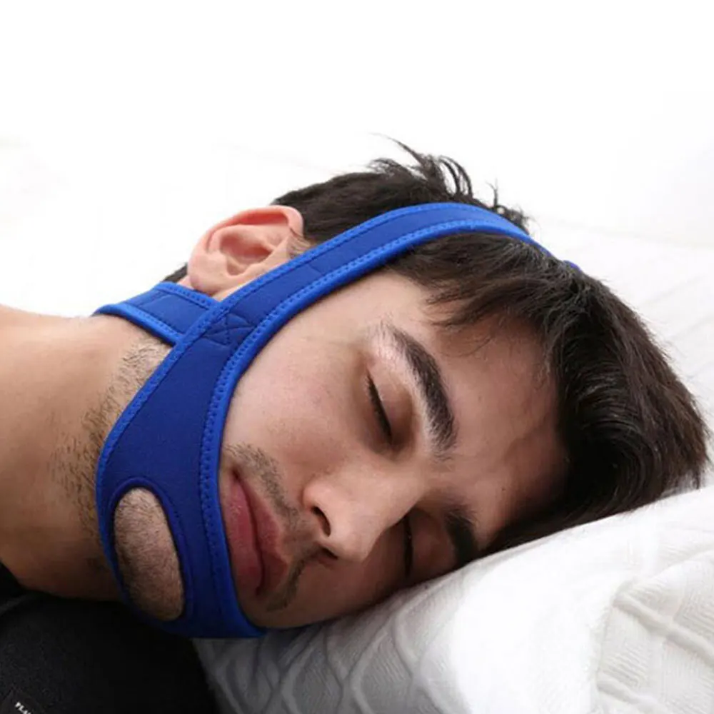 Adjustable Anti Snoring Belt Snore Chin Strap Mouth Guard Health Bandage Sleep Aid Care Tool Black Blue