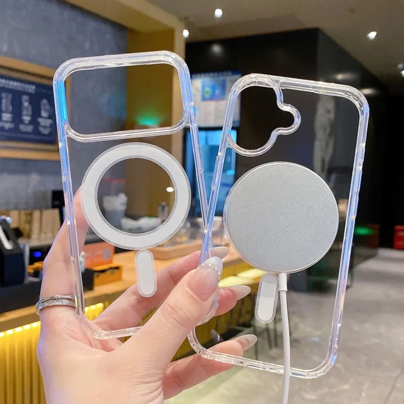 Original Clear For Magsafe Case For Apple iPhone 17 Air 16 16E 15 14 13 12 Mini 11 Pro Max Plus Magnetic Wireless Charging Cover 4