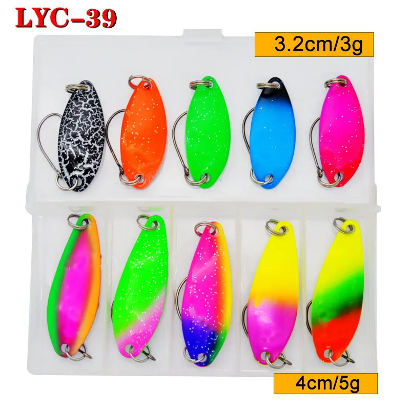 JYJ 3g 4.5g 5g box package 10pieces a lot fishing lure set spoon