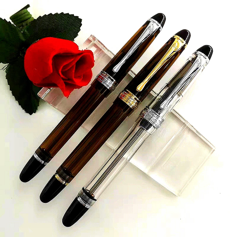 Yongsheng 699 Smooth Vacuum Filling Fountain Pen Acrylic Transparent / Solid Section EF/F/M Nib With Box Office Gift Pen