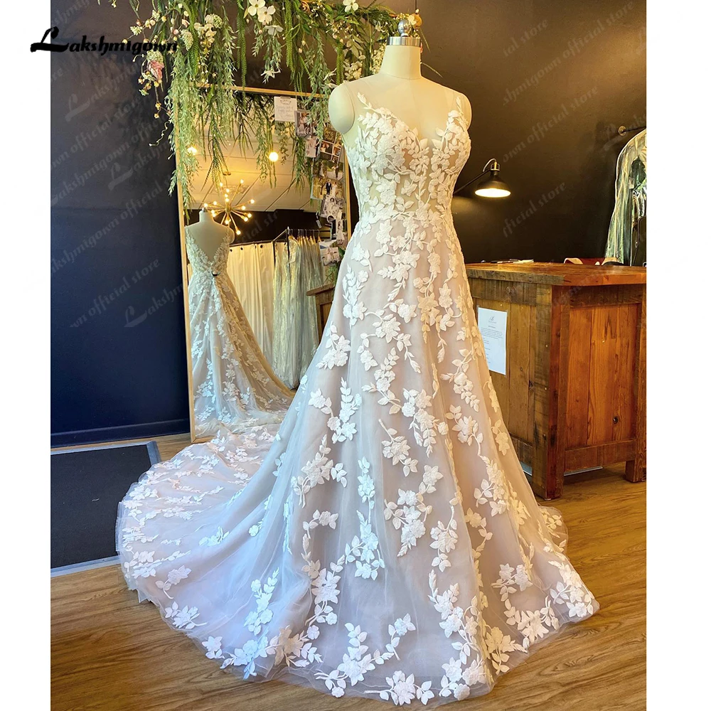 

Lakshmigown кружевное свадебное платье для женщин с V-образным вырезом 2024 Robe Mariage гражданское свадебное платье vestido blanco boda