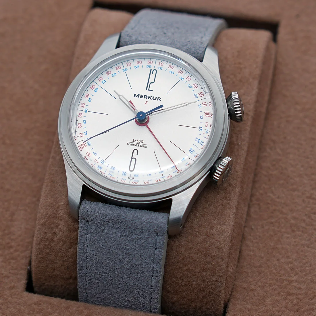 New Merkur Watch Limited Edition Vintage 70's Alarm Mechanical Men Watch Complicated Sapphire 38mm