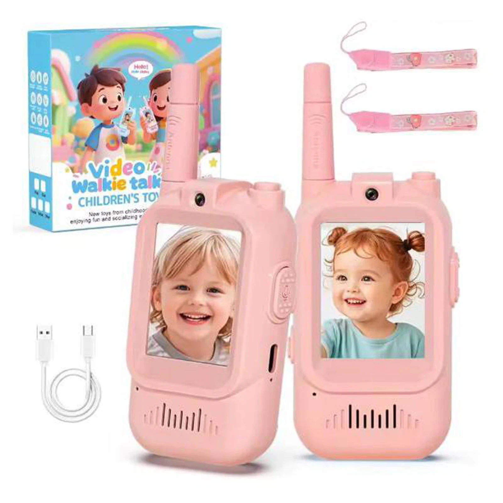 Kids Walkie Talkies with Video 2 Pack Rechargeable Kids Video Walkie Talkies Christmas Birthday Gifts for Boys and Girls