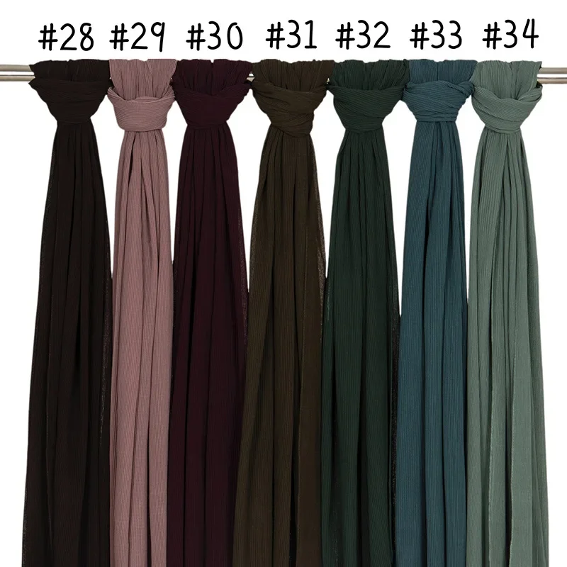 Big Size Crinkle Chiffon Hijabs for Woman Pleated Scarf Hijab Hood Women Shawls High Quality Muslim Headband Wraps Turbans