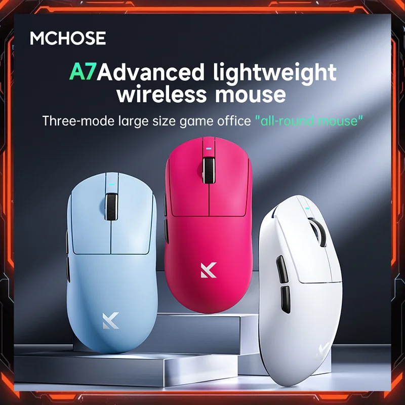 MCHOSE A7 Ultra-Light Wireless Gaming Mouse-26000DPI PAW3950 Sensor Tri-Mode Multiplesystems fit PC/Laptop/Tablet