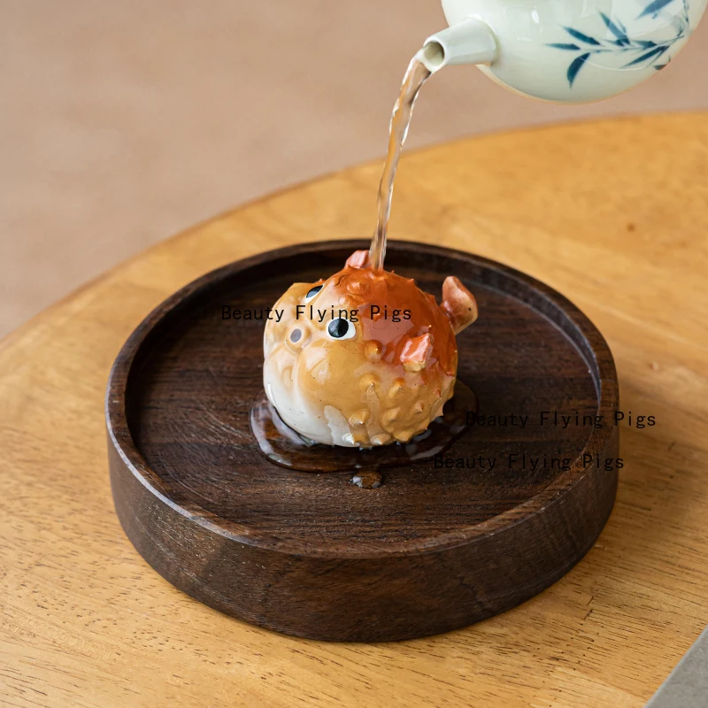 Yixing Purple Clay Pufferfish Tea Pet High End Cute Desktop Decoration Home Decoration Tea Set Accessories Tea Playing