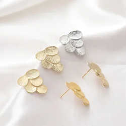 4PCS 14k Gold Plated leaf shape silver needle DIY Earrings Making Charms Brass Jewelry Findings Supplies Components accessories