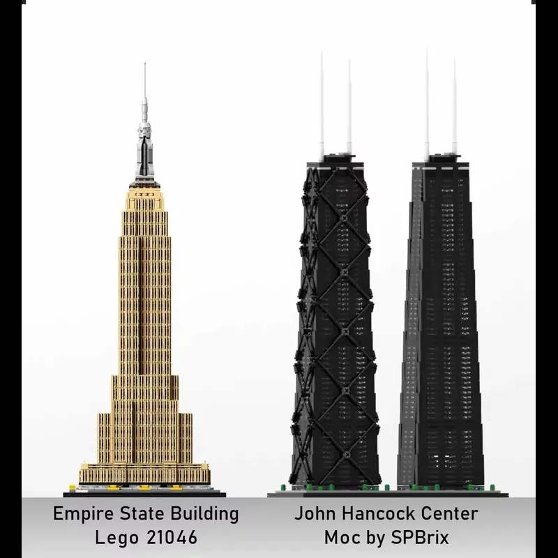 MOC 빌딩 블록 현대 도시 랜드마크 시카고 존 핸콕 센터 2191pcs