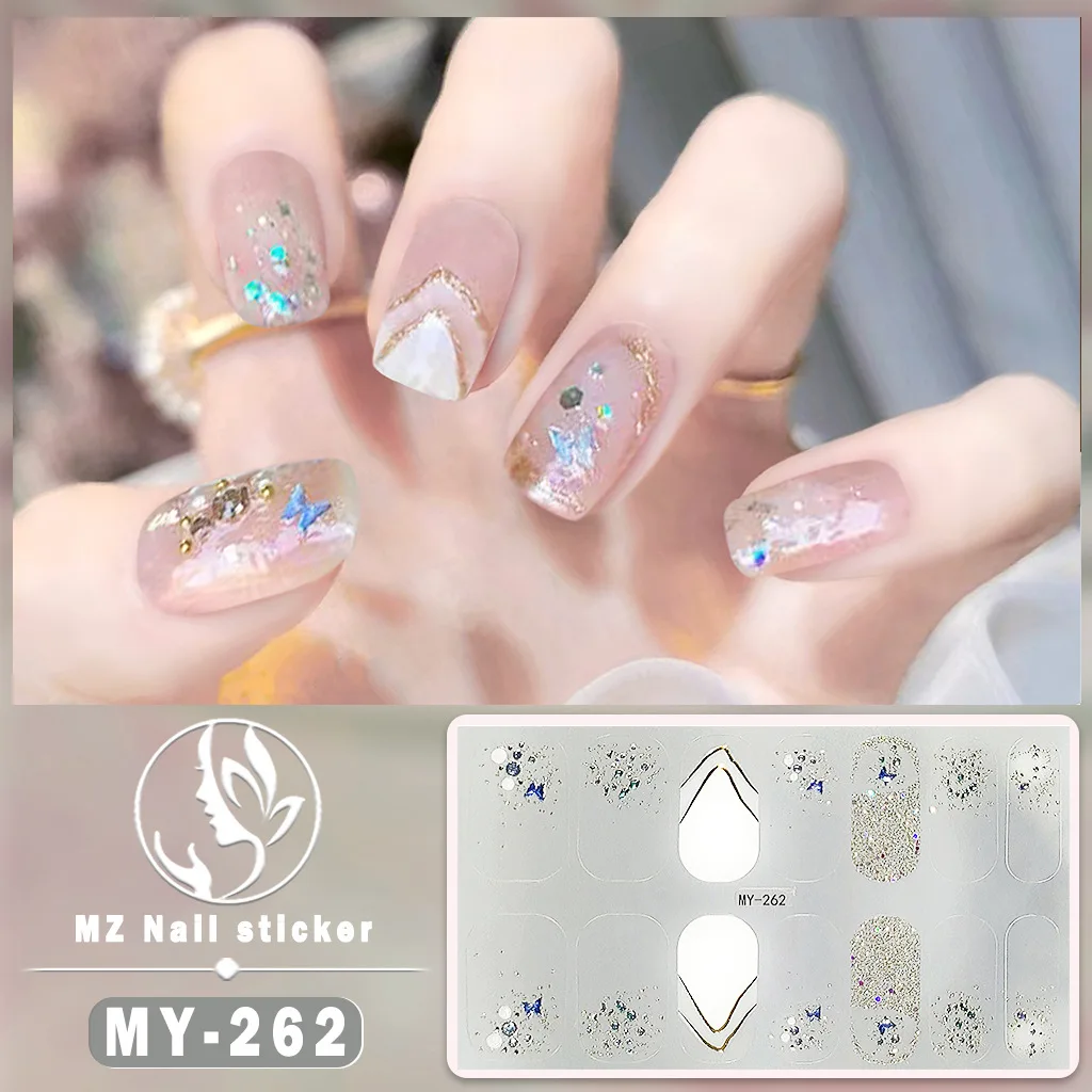 방수 노베이킹 젤 네일 폴리쉬 필름 풀 스티커 일본 및 한국 스타일 점프 컬러 그라데이션 풀 네일 스티커