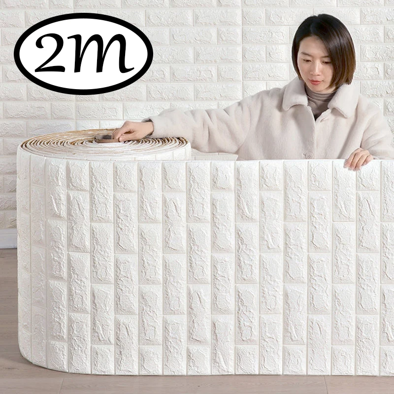 

70cm*2m Long 3D Brick Wall Stickers DIY Decor Self-Adhesive Waterproof Wallpaper for Kids Room Bedroom Kitchen Home Wall Decor
