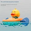 1pcs Baby Water Play Toys Kayak Baby Yellow Duck Rowing Boat Bathing Girls Children Bathroom Wind Up Beach Pull Line bath toys 4