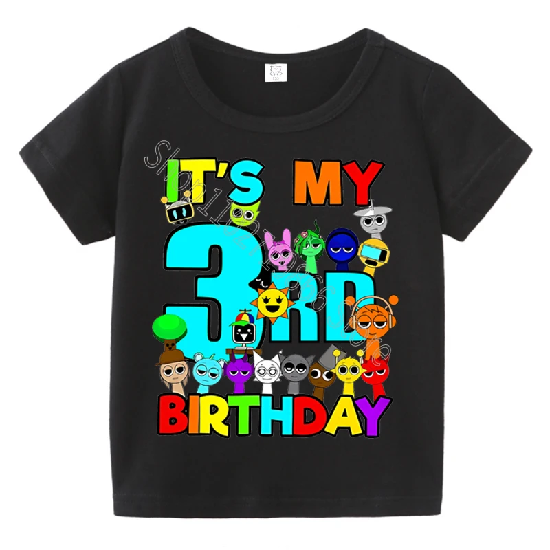 الصيف قصيرة الأكمام Sprunki Incredibox طباعة الأطفال تي شيرت الاطفال ملابس الفتيان الفتيات القطن تيز القمم هدايا حفلة عيد ميلاد