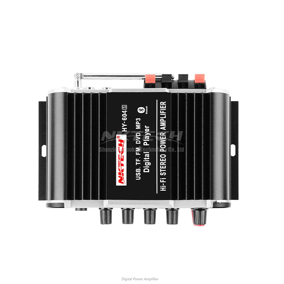 Фото Цифровой автомобильный усилитель мощности NKTECH HY-604S, Bluetooth 5,0, Hi-Fi, домашняя аудиосистема, микрофон, реверберация караоке, 4 канала, 45 Вт, FM, DVD №5