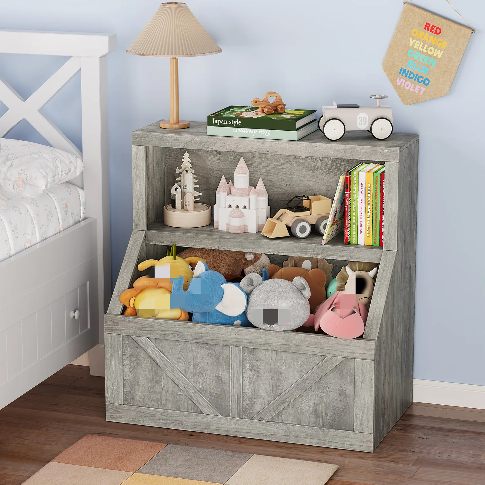 Children's Bookcase & Toy Storage Unit - 2-Tier Organiser with Large Cubbies (80x42x81cm) | Sturdy Engineered Wood for Playroom