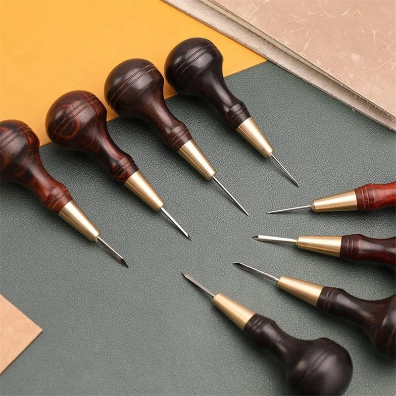 A33R-Handmade Leather Goods DIY Sandalwood Diamond Awl Rosewood Diamond Cone Leather Awl Cone