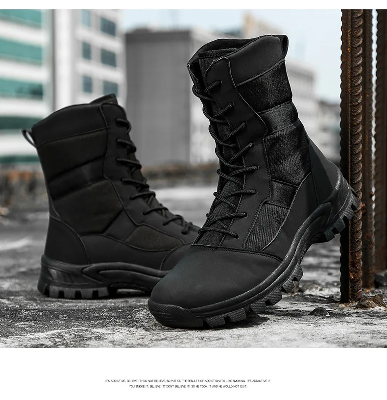 Lynjacye High Top Big Size 47 46 Lightweight Man Tactical Boots Combat Anti-Collision Training Lace Up Waterproof Outdoor Boots