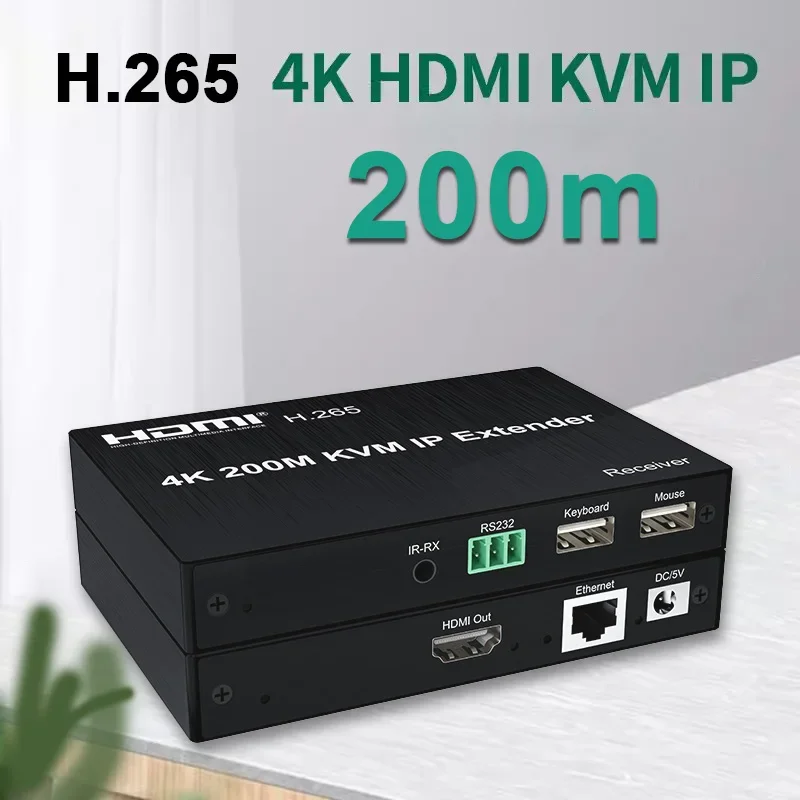 

4K 200m HDMI Ethernet Extender Over IP RJ45 Cat5e/6 Cable Can Many To Many Transmitter and Receiver KVM Network Switch Splitter