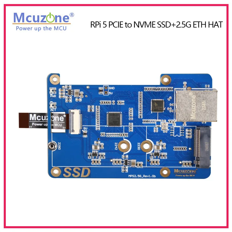 Raspberry pi Pcie para Ssd Nvme Mps2.5g Ssd 2.5g Eth Hat Rtl8125 Osubuntu 228022422230 Tamanho Ssd - Imagem 2