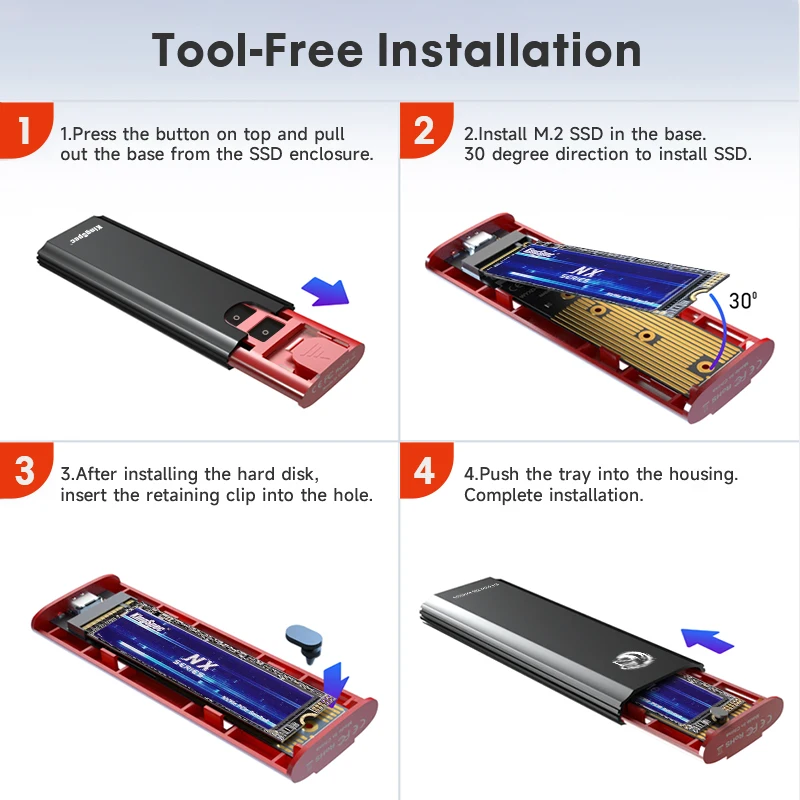 KingSpec M2 NVMe SSD Case 10Gbps HDD Box M.2 NVME SSD to USB 3.1 Enclosure Type-A to Type-C Cable For M.2 With OTG external hard drive case,ssd enclosure,hard drive enclosure,hard disk case,external hard drive box,hdd case enclosure