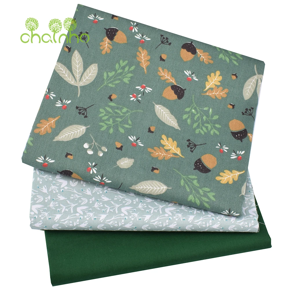 Chainho,Green Floral Series,Printed Twill Cotton Fabric,For DIY Quilting Sewing Baby&Child's Sheet,Pillow,Home Textiles Material