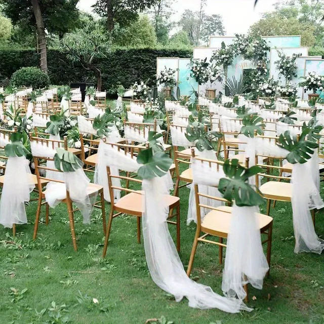 Gaze de gaze 500cm x 48cm, 1 pièce, aménagement de mariage, décoration d'arc, fête de jardin, escaliers, chaise, décoration arrière, organza 4