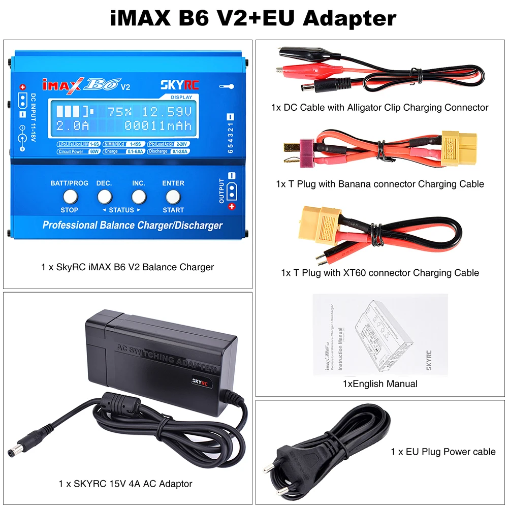 SKYRC iMAX B6AC V2 充電器【正規品】 Skyrc-オリジナルのimax b6 v2 lipoバッテリー充電器,lcd