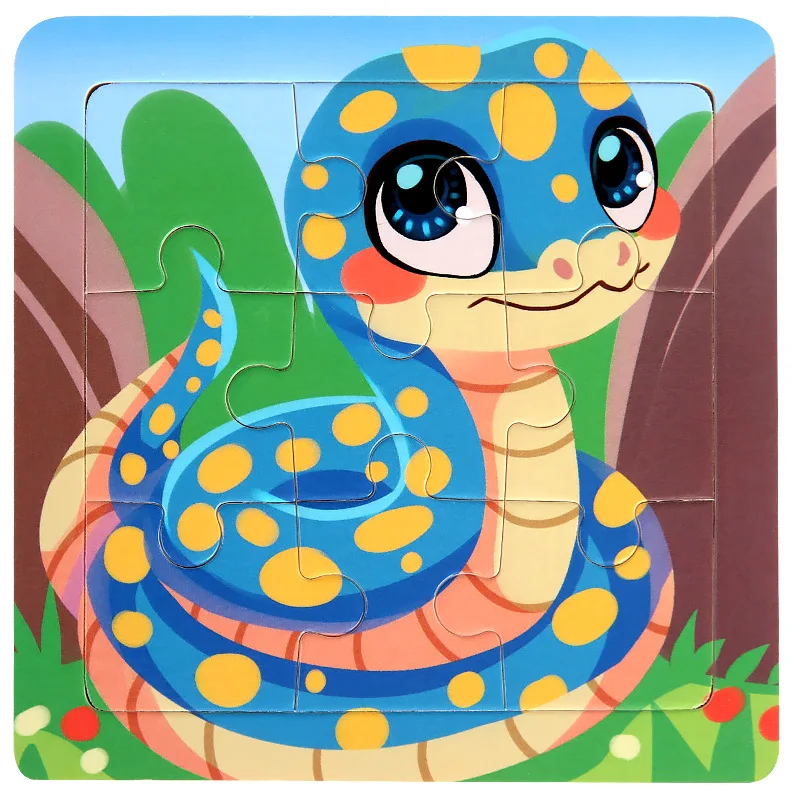 Children's Educational Wooden 3D Puzzle - Cartoon Animal & Traffic Themed