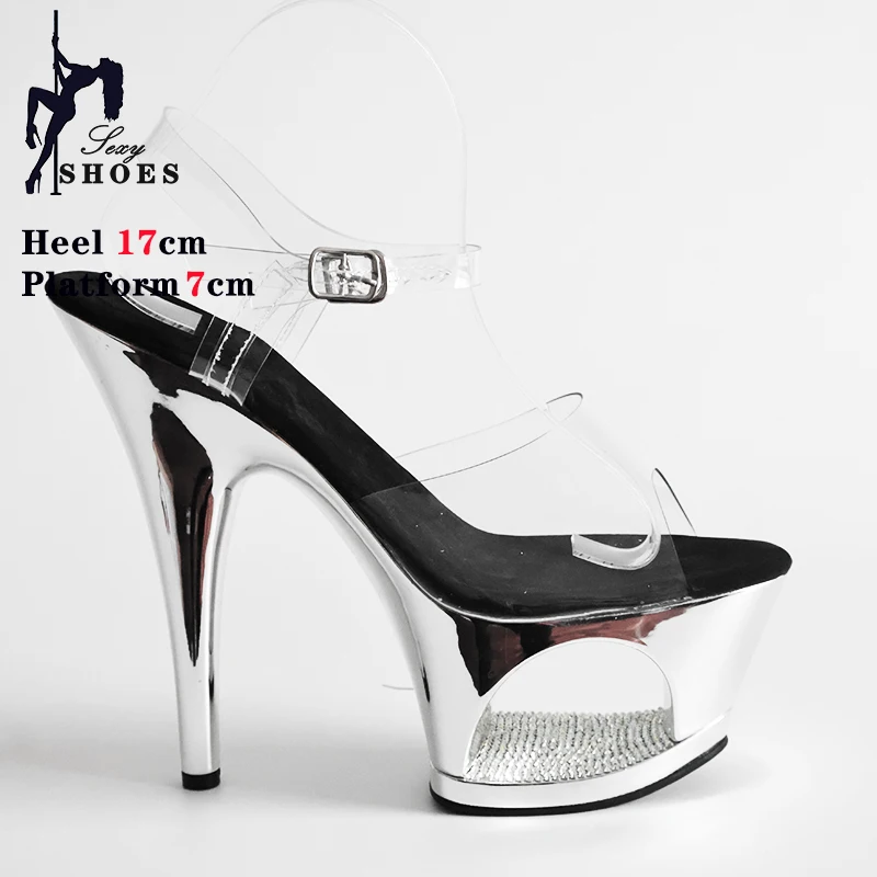 Fashion Summer Thin High Heel Sandals Hollow Waterproof Platform   Transparent PVC Sexy Slim Heels Women's Shoes Nightclub