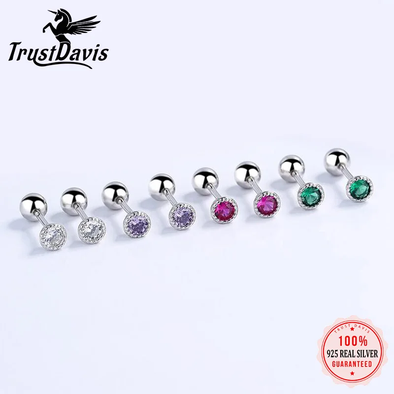 925 Sterling Silver Classic 4mm Ball Baby Screw Back Earrings Toddler Girls